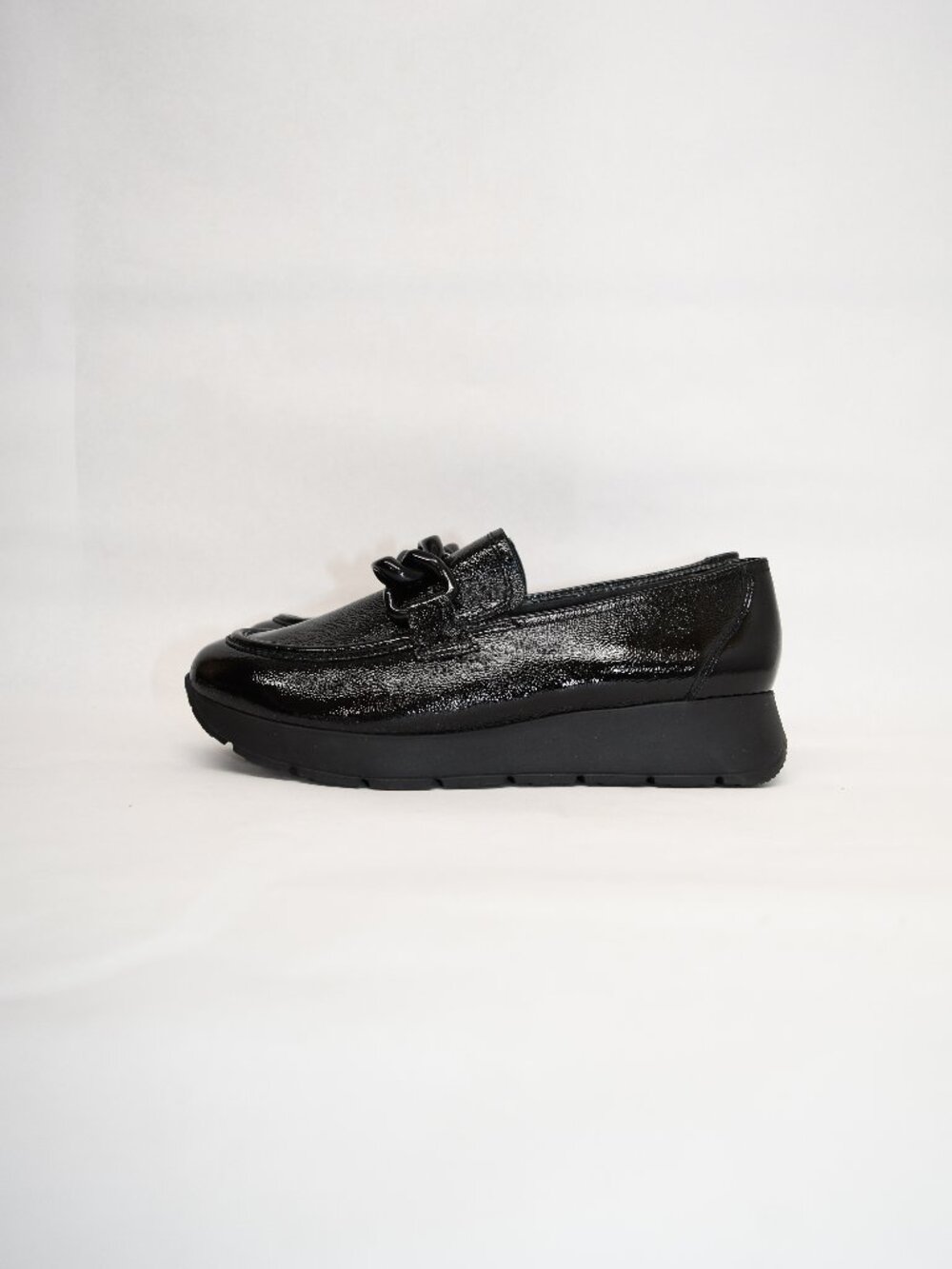 $480 PAUL GREEN Cleo Loafer SHOES BLACK CRINKLED PATENT 9 US (A6) - Picture 4 of 8